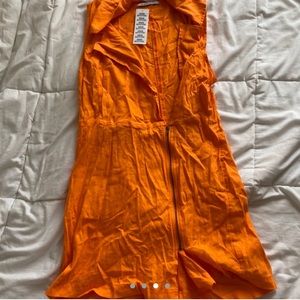 UO Bright Orange Zipper Skort Romper